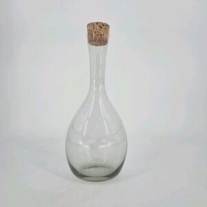 Clear Smoky Glass Teardrop Wine Decanter Cork Stopper Long Neck Bar Bottle 10"